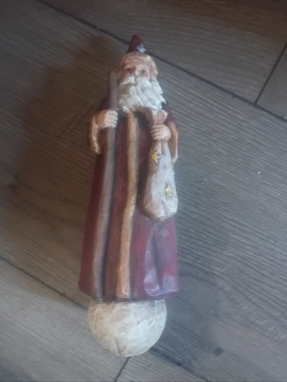 Classic Red Wooden Santa Figurine Holiday Decoration